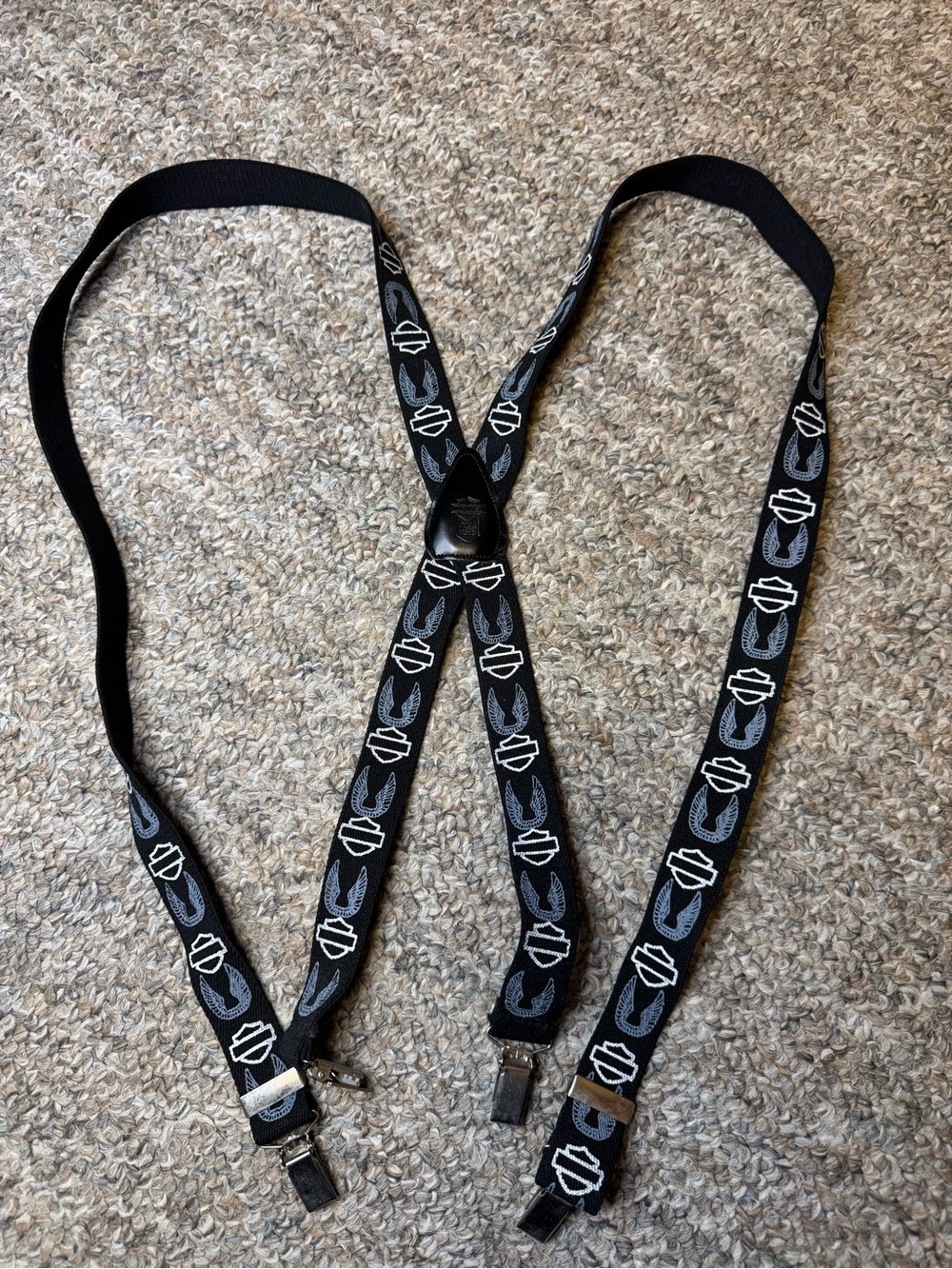 Harley-Davidson Black elastic Logo Suspenders